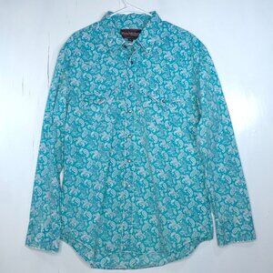 Rock&Roll Cowboy Long-Sleeve Paisley Print Teal Pearl Snap Western Shirt XL Boho